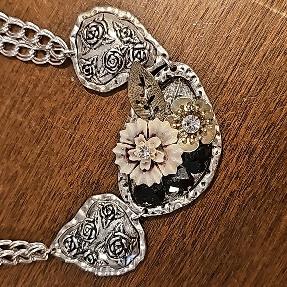 STUNNING VINTAGE EFM FLORAL choker chain necklace - Picture 4 of 8